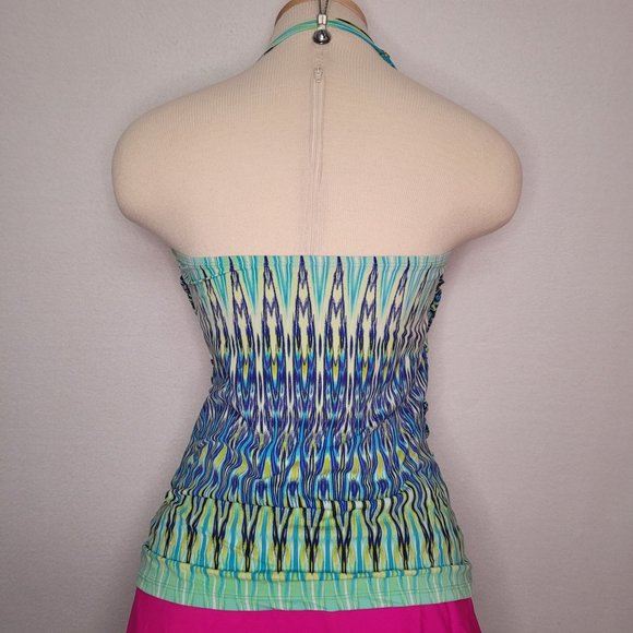 Halter Tankini Swim Top Ombre Blues - Picture 5 of 8